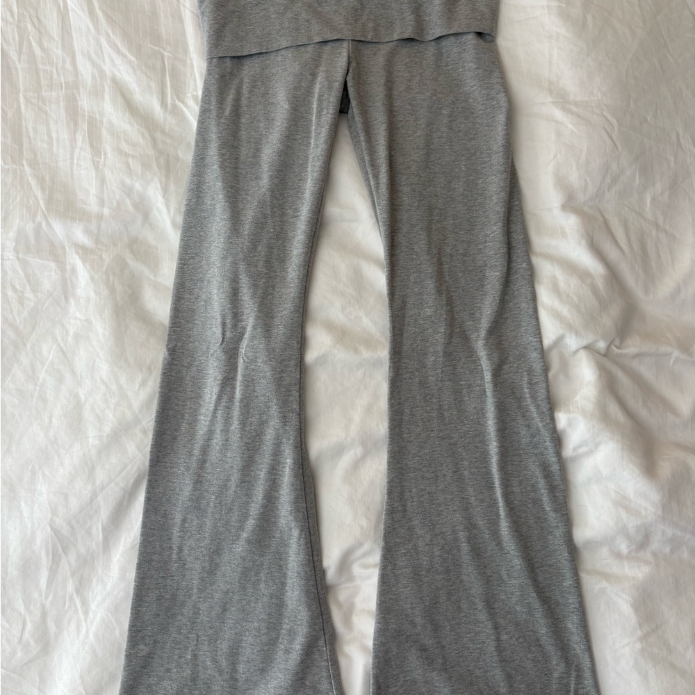 PINK Victoria's Secret Grey Low-rise Foldover Flare Leggings